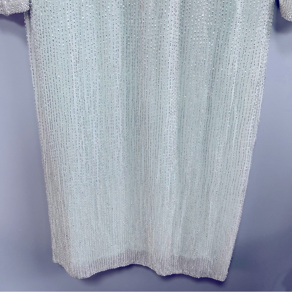 ❌SOLD He-Ro Industries |Vintage 100% Silk Mint Green Fancy Beaded Dress Size 10 - Picture 9 of 16